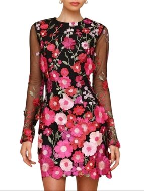 Avec Les Filles Black Floral Mini Dress